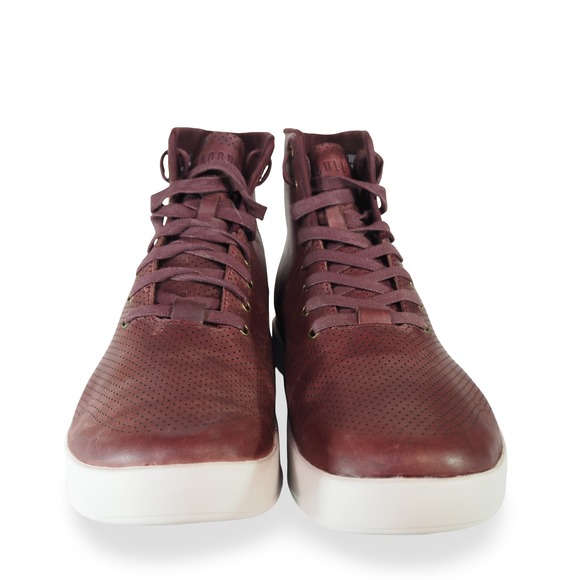 NOBULL Outwork High Top Leather Trainers Mens 8 Womens 9.5 Burgundy Perforated - Picture 3 of 11